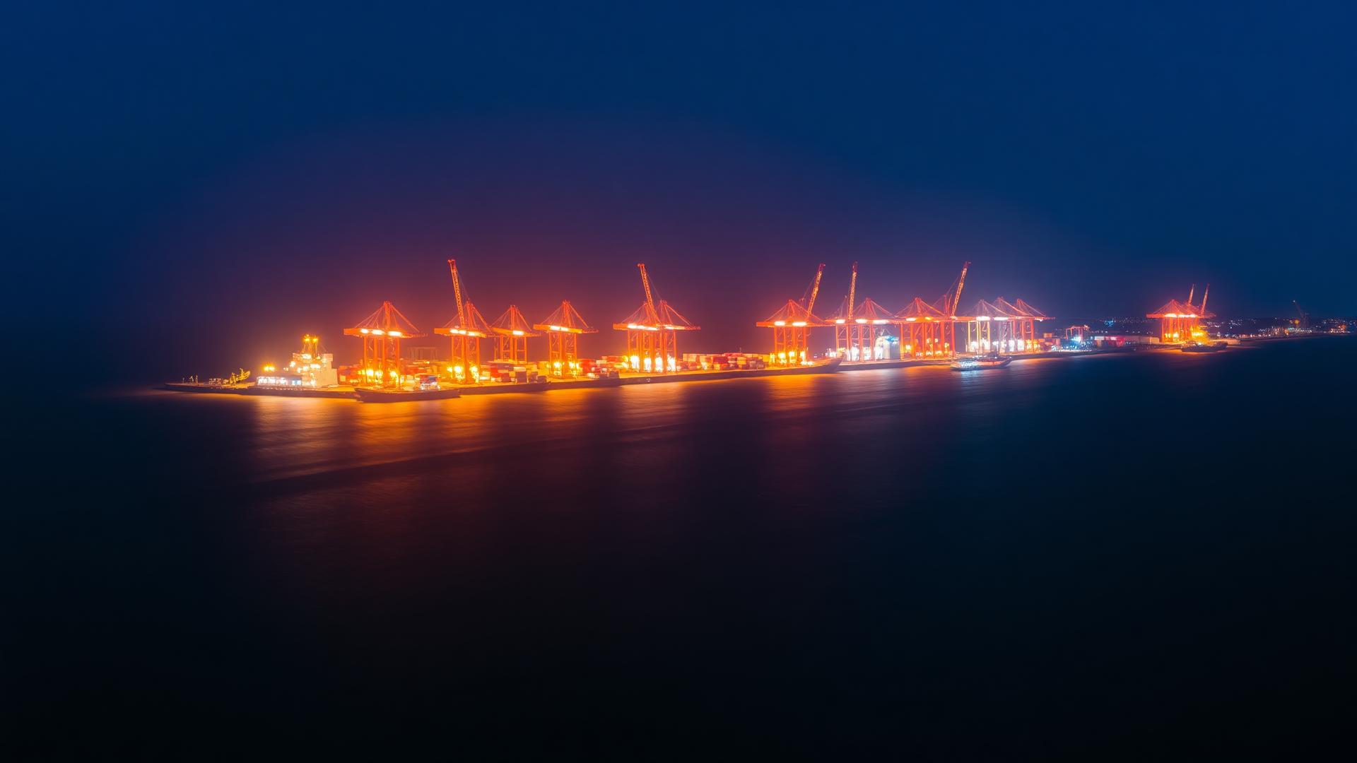 Industrial port at night